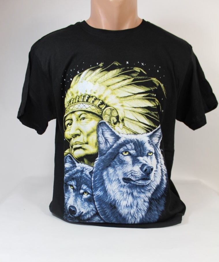 Tell cash Outflow Pánske obojstranné tričko PoloTrade Indián s vlkmi