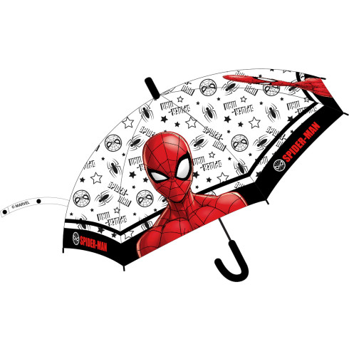 Detský palicový,poloautomatický dáždnik Spiderman priehladný