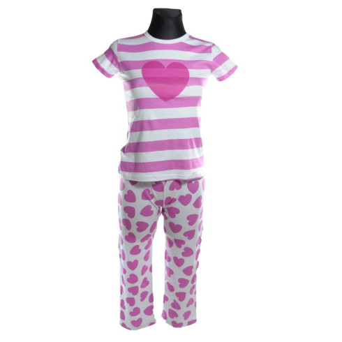 Dievčenský komplet - pyžamo srdce kráky rukáv