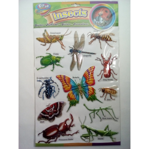 3D nálepky - zvieratá,hmyz 12ks