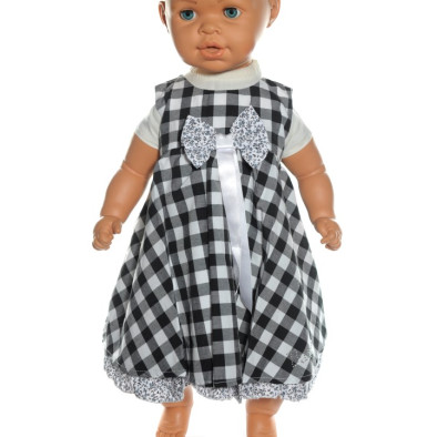 Baby šaty - kockované s mašlou